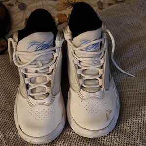 White Sneakers with Blue Accents